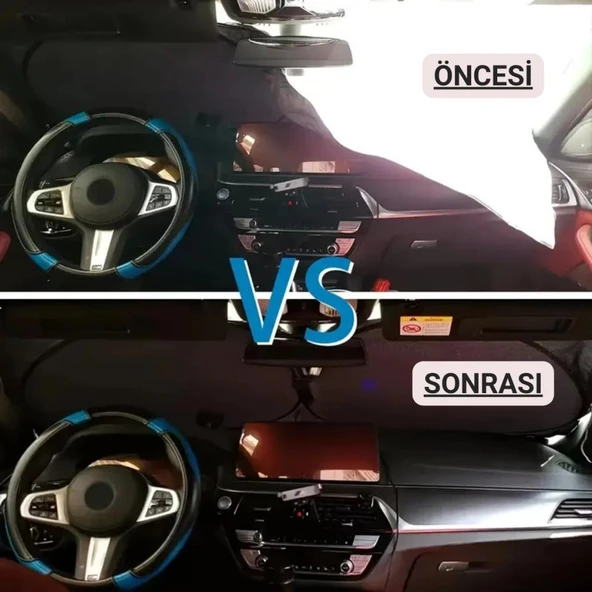 Coofbe Katlanabilir 150x70 CM Araç Ön Cam Güneşlik Ön Cam Araç Perdesi Araç Güneş Koruyucu Oto Güneşlik - 9