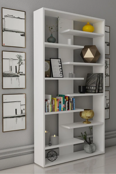 Moonlife Denver Dekoratif Kitaplık Beyaz - Resim 2