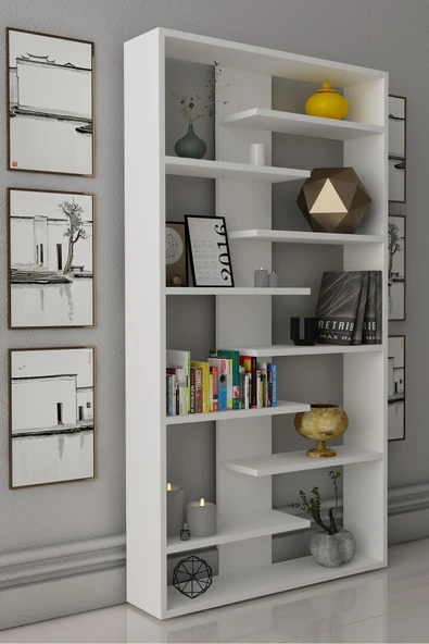 Moonlife Denver Dekoratif Kitaplık Beyaz - Resim 6