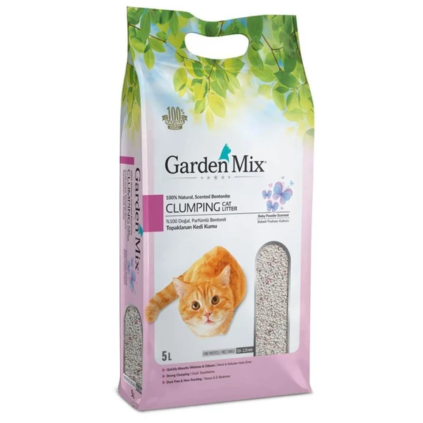 Gardenmix Bebek Pudralı Bentonit İnce Taneli Kedi Kumu 5 Lt ürün görseli