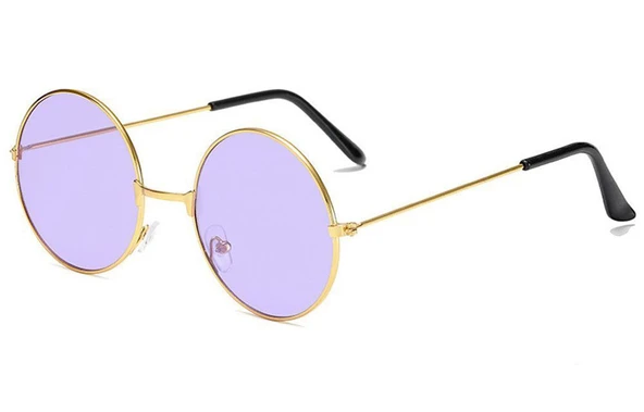 Yuvarlak Cam John Lennon Tarzı Gold Çerçeveli Mor Gözlük ürün görseli