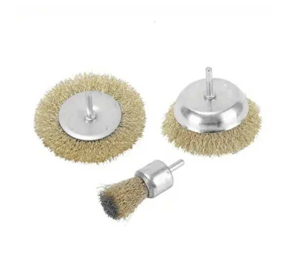 Kir Pas Sökücü Temizlik Seti Matkap Ucu 3'lü Tel Fırça Matkap Ucu Aparatı - 4