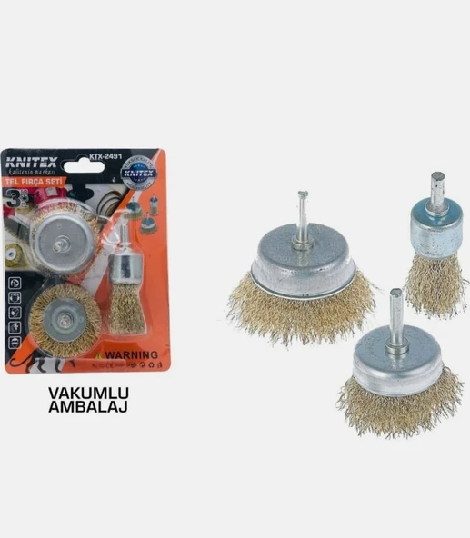 Kir Pas Sökücü Temizlik Seti Matkap Ucu 3'lü Tel Fırça Matkap Ucu Aparatı