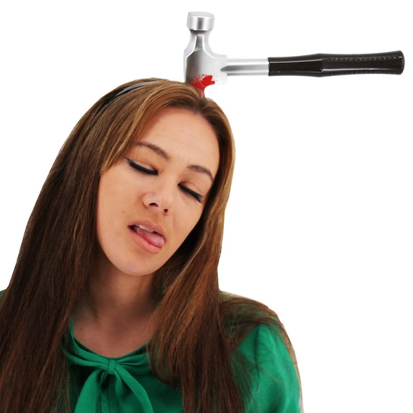 Kafaya Saplanmış Kahverengi Saplı Çekiç Şaka Tacı ürün görseli 1