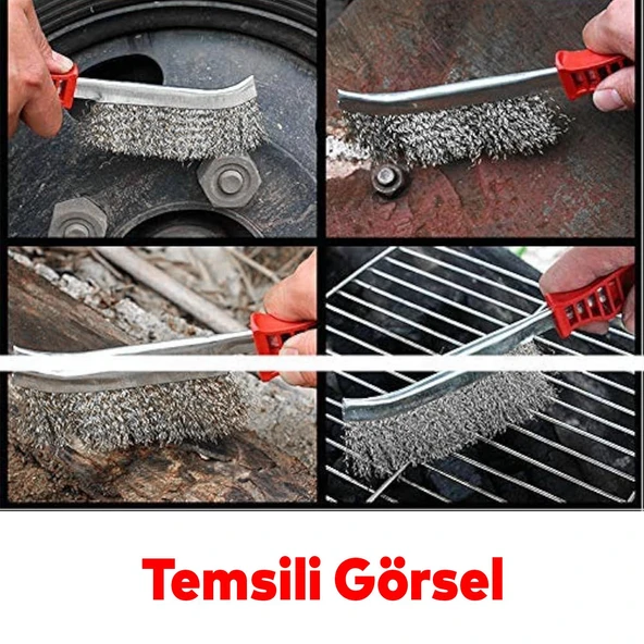 Metal Tel Fırça Plastik Saplı Kir Pas Mangal Barbekü Izgara Çok Amaçlı Temizleme Fırçası 30 mm - 3