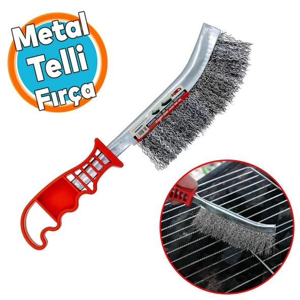 Metal Tel Fırça Plastik Saplı Kir Pas Mangal Barbekü Izgara Çok Amaçlı Temizleme Fırçası 30 mm