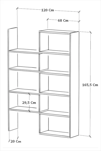Office Dekoratif Kitaplık Meşe - 10