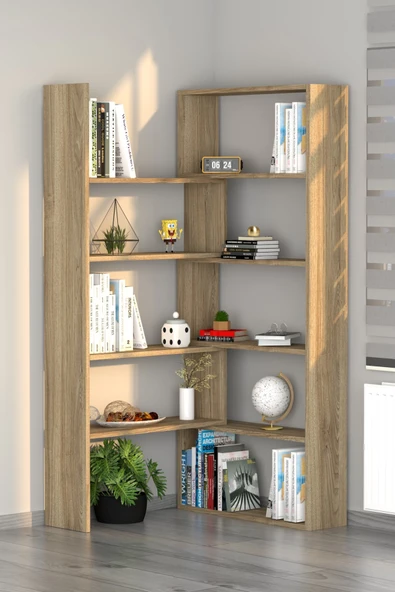 Office Dekoratif Kitaplık Meşe - 7