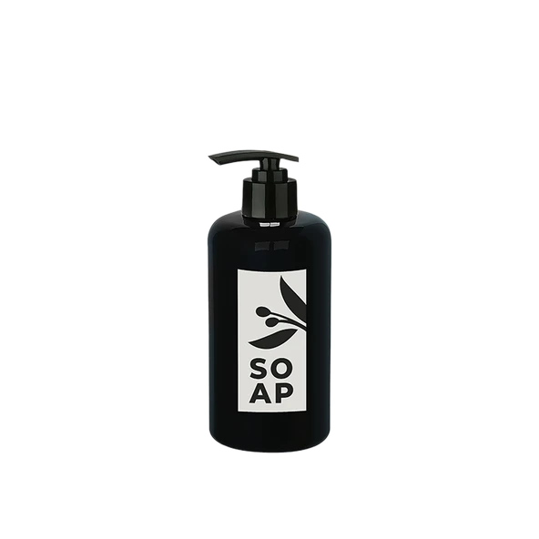 Sıvı Sabunluk Yuvarlak Plastik Pompalı 500 ML - Siyah