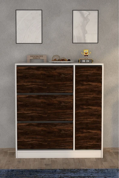 Milano 3 Kapaklı Kayar Raflı Dolaplı Ayakkabılık Mars ürün görseli 1