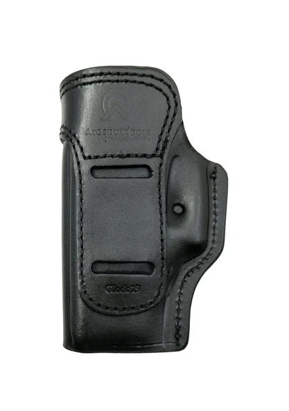 Glock 19 Uyumlu Yönü Değişebilir Gerçek Deri İç-Dış Siyah Silah Kılıfı
