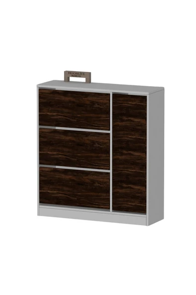 Milano 3 Kapaklı Kayar Raflı Dolaplı Ayakkabılık Mars - Resim 5