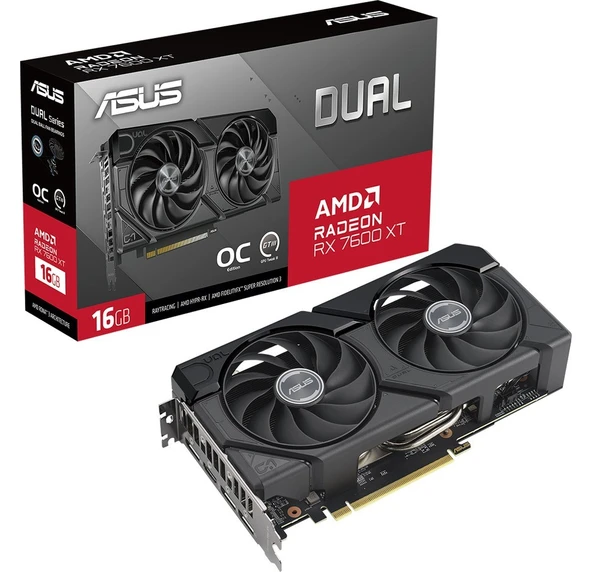 Asus-DUAL-RX7600XT-O16G-AMD-RADEON-RX 7600 XT-16GB GDDR6-128BIT-2801MHZ-OC-HDMI-3XDP-EKRAN Kartı - 5