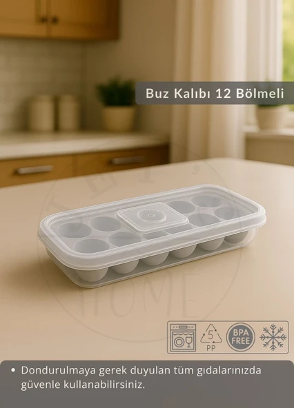 12 Bölmeli Buz Kalıbı Esnek Silikon Buz Küpü BPA FREE Yuvarlak Bas Parmak Buzluk Çapı 3,5 cm Gri