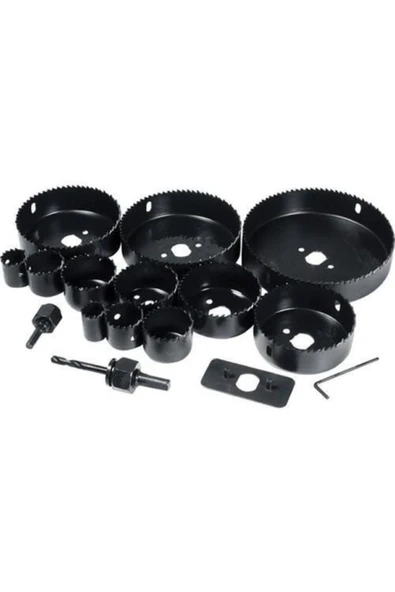 16 Parça Ağaç Ahşap Delme Alçıpan Seti Panç Seti Delik Testere Kartonpiyer Seti - Resim 3