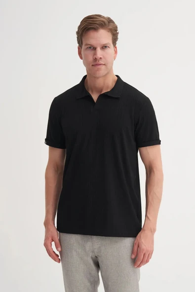 Cazador Polo Yaka Regular Fit Örme Dokulu Tişört - Resim 2