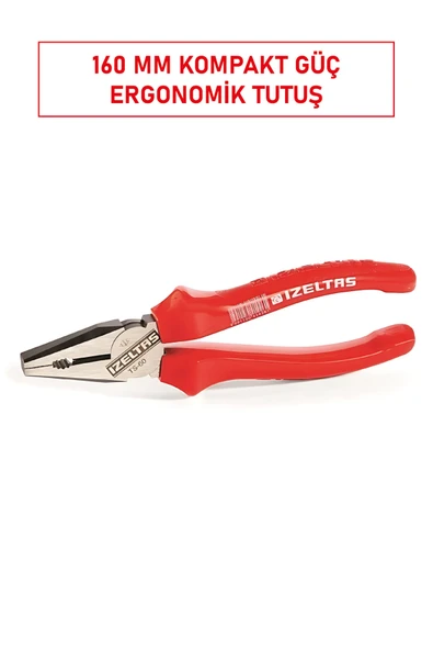 İzeltaş Opak Seri Pense 160 mm 3020122160 Profesyonel Yalıtımlı El Aleti Ergonomik Tutma Sapı - Resim 2