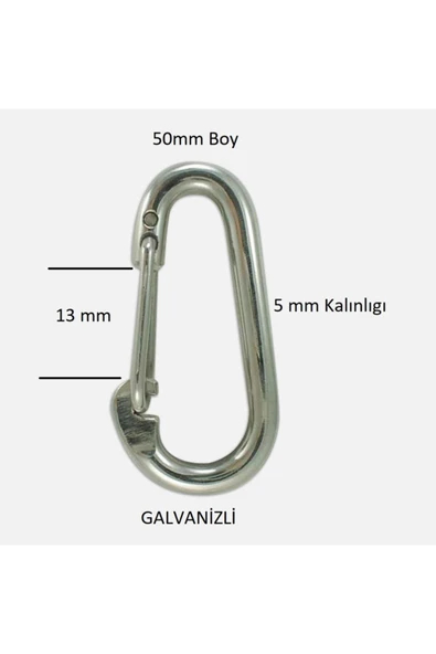 Baş Zincir Karabina Yaylı 5 Mm Galvanizli 2 Adet - Resim 4