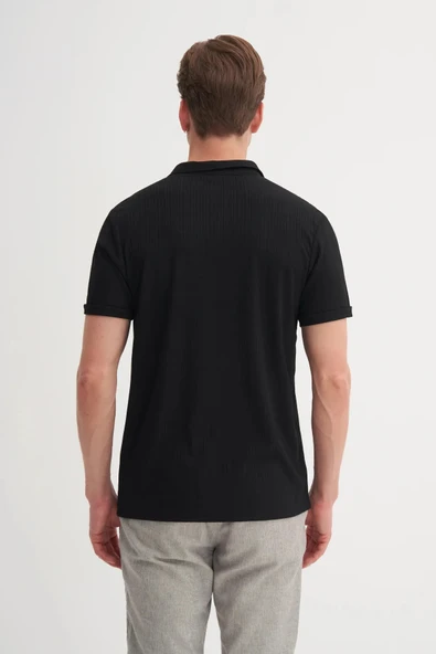 Cazador Polo Yaka Regular Fit Örme Dokulu Tişört - Resim 4