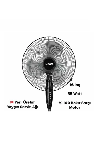 İnova Ayaklı Vantilatör Soğutucu Bora 16 Inch 3 Kanatlı - Resim 2