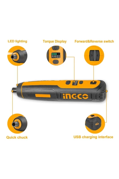 İNGCO CSDLI0403 Lİ-İON AKÜLÜ VİDALAMA 1/4 4V - Resim 3