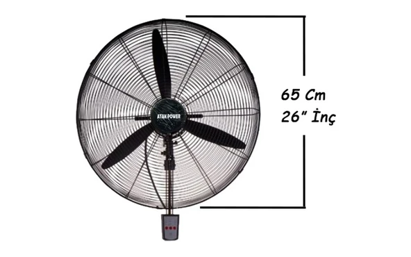 Atak Power WFG-65R 26"(65 Cm) Sanayi Tipi Duvar Vantilatörü (Uzaktan Kumandalı) - 4