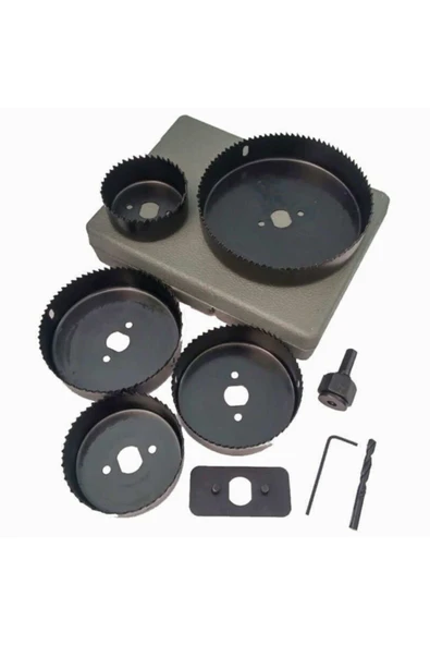 8 Parça Orta Boy Panç Seti Ahşap Buat Kartonpiyer Alçıpan Delik Açma Oyuk Açma - Resim 2