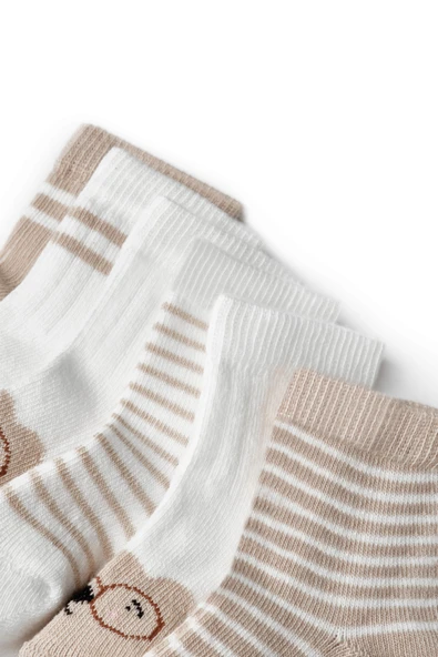 CSYC1001 Bebek 6'lı Çorap %100 Organik Pamuk Bebek - Yenidoğan - CSYC1001 - 5