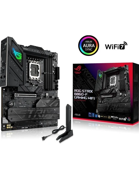 Asus Rog Strıx B860-F Gamıng Wıfı Intel B860 LGA1851 Ddr5 9066 Dp HDMI 4x M2 Usb3.2 Gen 2x2 Wifi 7