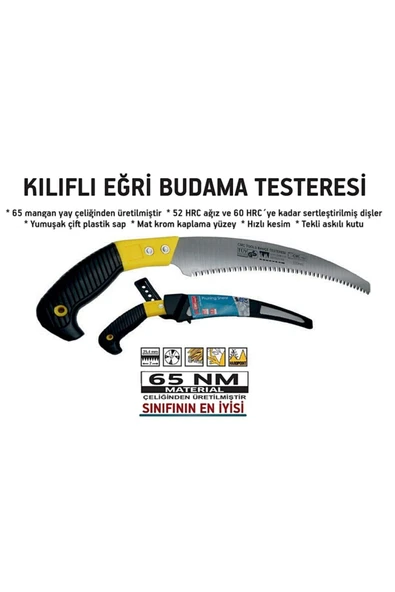 Kılıflı Eğri Budama Testeresi Bıçkı 330 Mm Orta Diş - Resim 2