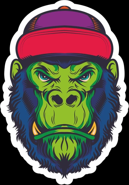 Kızgın Maymnun Sticker 10x10 cmRenkli Sticker