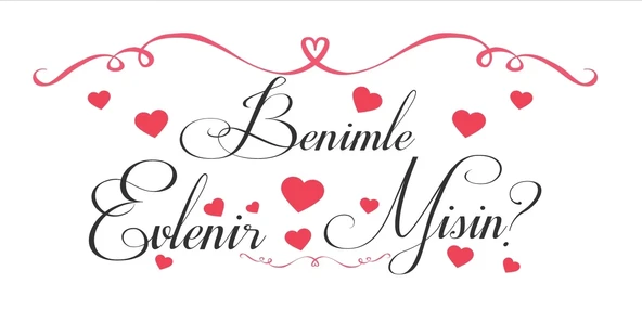 Kalp Temalı Benilme Evlenir misin Afişi 200x100 Cm