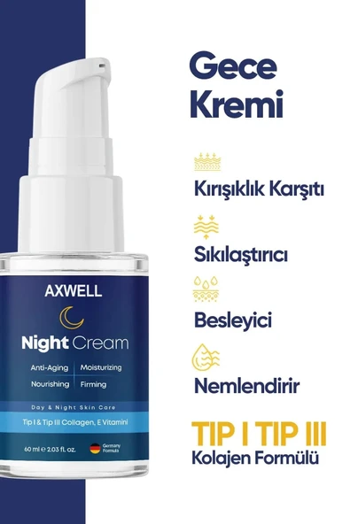 AXWELL Koenzim Ve Kolajen İçerikli Gece & Gündüz Bakım Kremi Seti - Q10 - 5