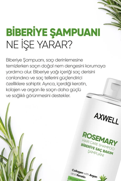 AXWELL Biberiye Şampuanı Dökülme Karşıtı ve Hızlı Uzamaya Yardımcı Keratin Argan ve Kolajen İçerikli 400 ML - 5