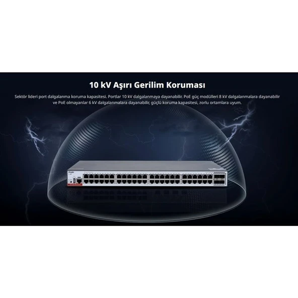 RUIJIE 48port RG-CS83-48GT4XS-P GIGABIT 4-10GBE SFP+ 405W LAYER3 YÖNETİLEBİLİR POE SWITCH - Resim 5