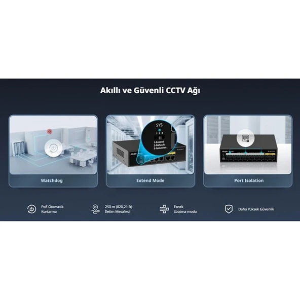 RUIJIE 8port RG-ES110FG-P 10//100 2-UPLINK 110W YÖNETİLEMEZ POE SWITCH - Resim 4