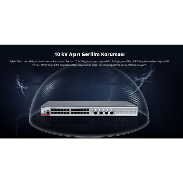 RUIJIE 24port RG-CS83-24GT4XS-P GIGABIT 4-SFP+ 10GBE 370W LAYER3 YÖNETİLEBİLİR POE SWITCH - Resim 5