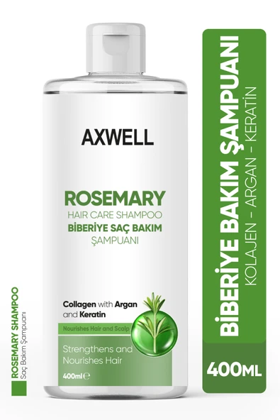 AXWELL Biberiye Şampuanı Dökülme Karşıtı ve Hızlı Uzamaya Yardımcı Keratin Argan ve Kolajen İçerikli 400 ML