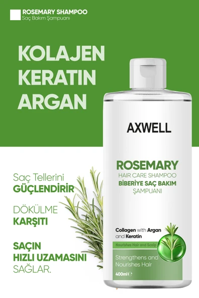 AXWELL Biberiye Şampuanı Dökülme Karşıtı ve Hızlı Uzamaya Yardımcı Keratin Argan ve Kolajen İçerikli 400 ML - 2