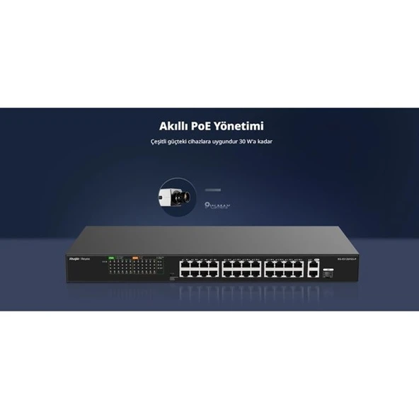 RUIJIE 8port RG-ES110FG-P 10//100 2-UPLINK 110W YÖNETİLEMEZ POE SWITCH - Resim 5