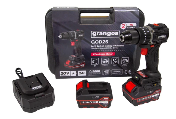 Grangos GCD25-F2 20V 5 Ah Çift Akülü Darbeli Matkap