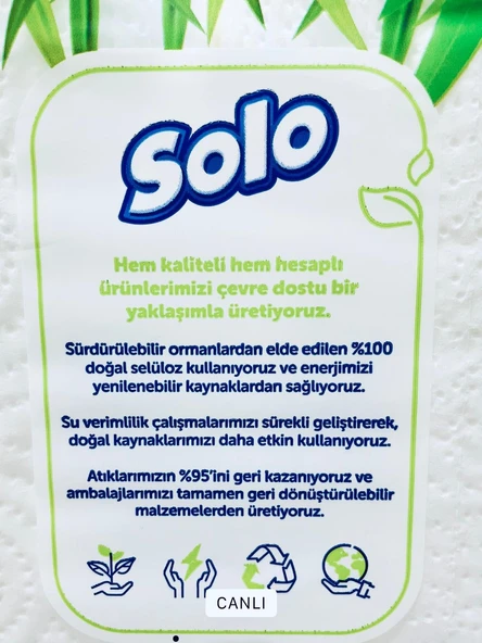 Solo ORGANİK BAMBU Katkılı Kağıt Havlu 16’lı - 2