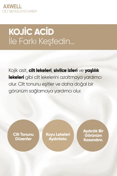AXWELL Cilt Beyazlatıcı Aydınlatıcı Glutatyonlu Leke Karşıtı Krem Kolajen Niacinamide Kojik Asitli 50 ml - 5