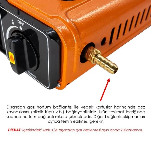 Rox Camping 0189 Tekli Portatif Kamp Ocak - Turuncu, Rüzgarlıklı, Ekstra Gaz Girişli - 7