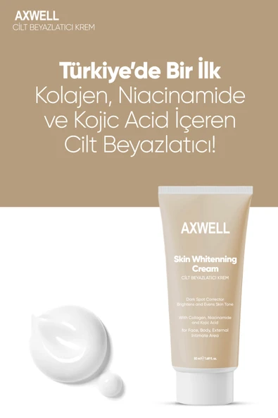 AXWELL Cilt Beyazlatıcı Aydınlatıcı Glutatyonlu Leke Karşıtı Krem Kolajen Niacinamide Kojik Asitli 50 ml - 2