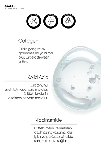 AXWELL Cilt Beyazlatıcı Aydınlatıcı Glutatyonlu Leke Karşıtı Krem Kolajen Niacinamide Kojik Asitli 50 ml - 4