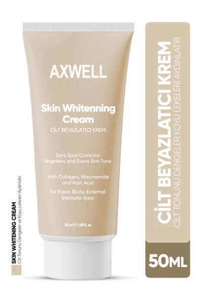 AXWELL Cilt Beyazlatıcı Aydınlatıcı Glutatyonlu Leke Karşıtı Krem Kolajen Niacinamide Kojik Asitli 50 ml