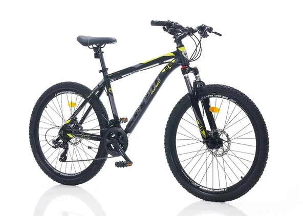 CORELLİ FELİX 1.0 ERKEK DAĞ BİSİKLETİ 406H HD 26 JANT 21 VİTES SİYAH SARI GRİ ürün görseli 1