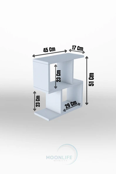Kitaplıklı Yan Sehpa Siyah - 5