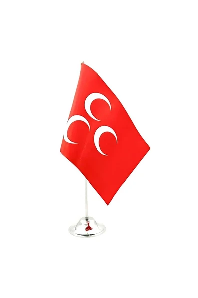 Kırmızı Üçhilal Masa Bayrağı